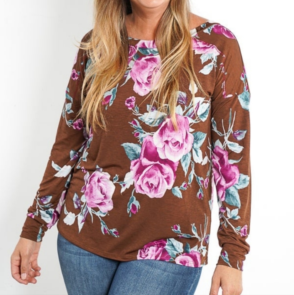 Sew In Love NWOT Rose Floral Print Long Sleeve Top S - Picture 10 of 10